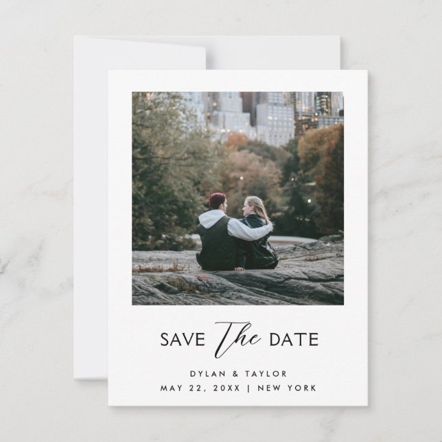 Save The Date Petite Simple Moderne Polices Mixtes encadrées 2 P (Devant)