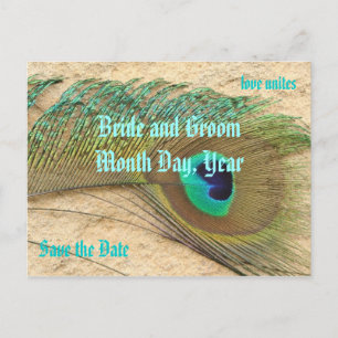 Save the Date Pfau-Thema Postkarte