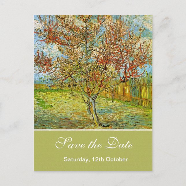 Save the Date, Pfirsichbaum in Blossom Remi... Ankündigungspostkarte (Vorderseite)