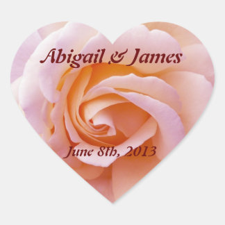 Save the Date pfirsichfarbene Rose Herz-Aufkleber