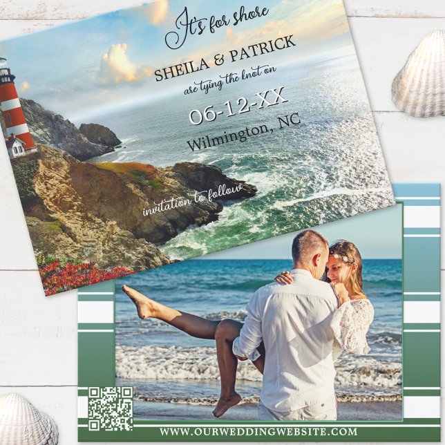 Save The Date Phare côtier Photo Code QR (Créateur téléchargé)