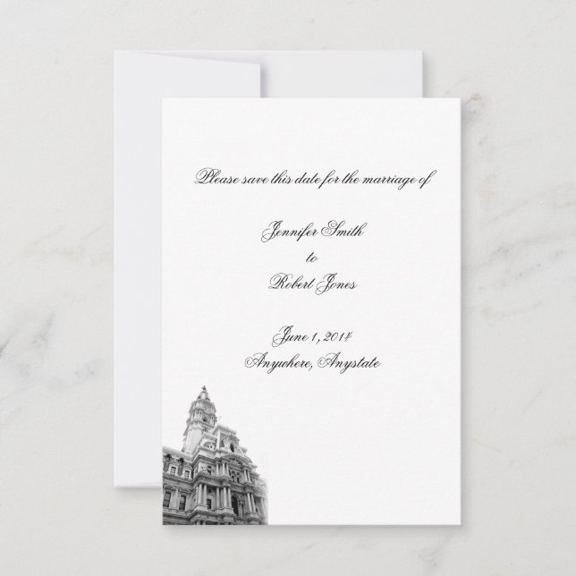 Save The Date Philadelphie Destination Mariage Enregistrer la da (Devant)
