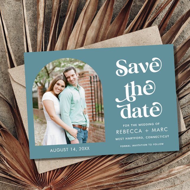 Save The Date Photo Arc moderne Mariage Turquoise Enregistrer la (Créateur téléchargé)