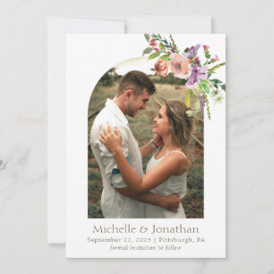 Save The Date Photo Arch Mariage tendance Sage Green Boho Fleurs