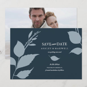 Save The Date Photo bleue simple