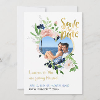 Save The Date Photo Blue Rose Enregistrer la Date
