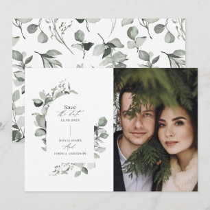 Save The Date Photo botanique élégant d'eucalyptus pour un maria