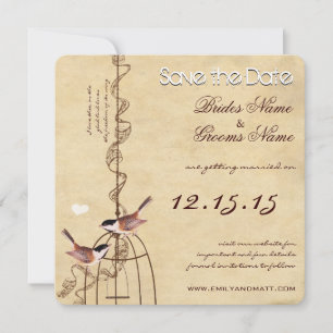 Save The Date Photo Cage à Oiseaux Parchemin Mariage Économisez 