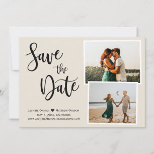 Save The Date Photo Calligraphie manuscrite élégante en ivoire m