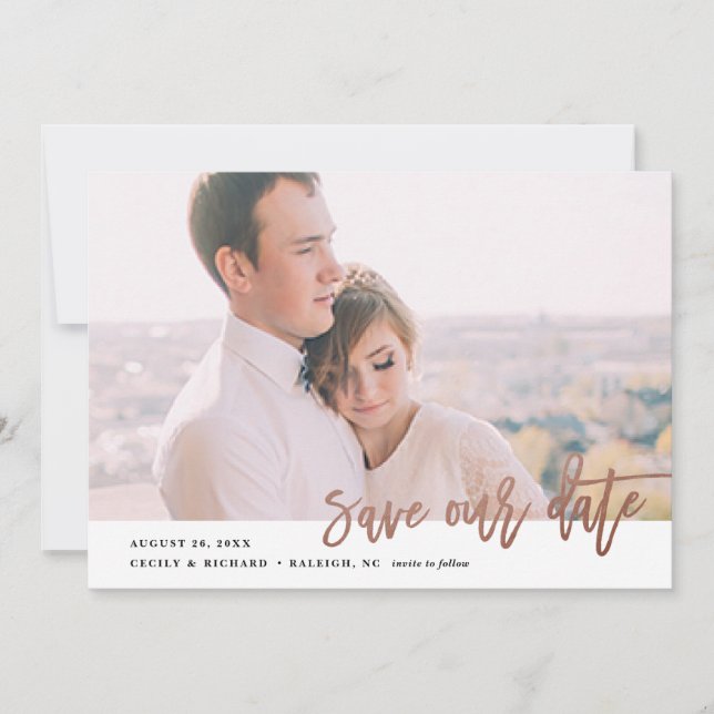 Save The Date Photo calligraphie moderne enregistrer la date (Devant)