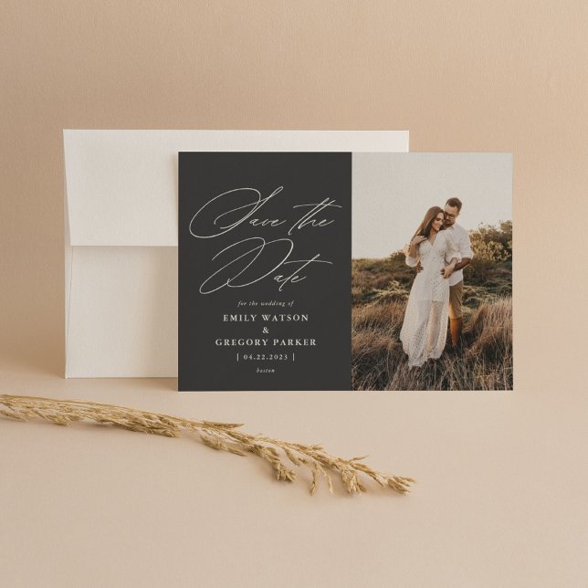 Save The Date Photo Calligraphy Wedding Modern (Créateur téléchargé)