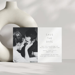 Save The Date Photo Casual Minimaliste Moderne Noir Blanc
