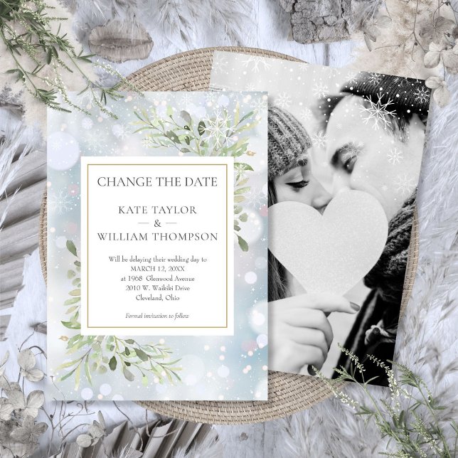 Save The Date Photo Changer la date de la verdure Feuille hiver (Photo Change the Date Greenery Leaves Winter Save The Date)