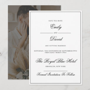Save The Date Photo classique blanche et noire élégante