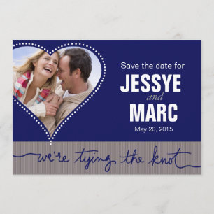 Save The Date Photo Coeur pointillé Enregistrer la date marine g