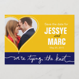 Save The Date Photo Coeur pointillé Enregistrer la date Marine j