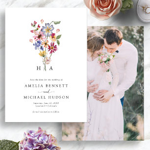 Save The Date Photo coloré avec monogramme