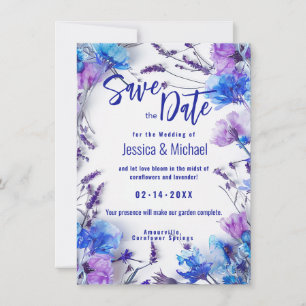 Save The Date Photo Cornflowers et Lavender Elegance
