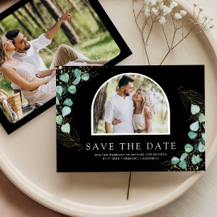 Save The Date Photo d'arche d'eucalyptus Mariage Noir