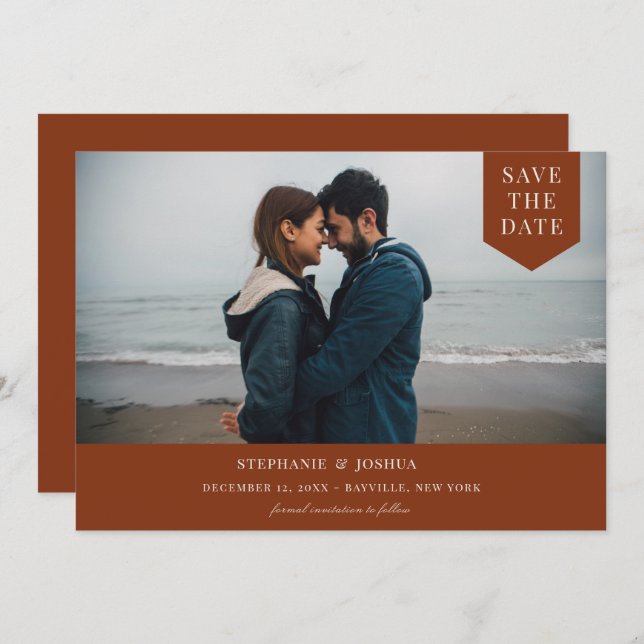 Save The Date Photo de balise simple (Devant / Derrière)