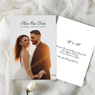 Save The Date Photo de calligraphie classique noir et blanc