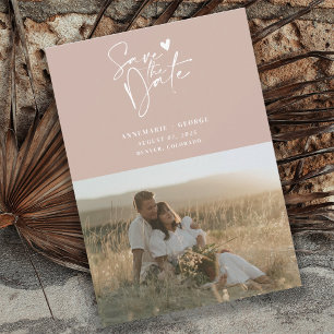 Save The Date Photo de calligraphie moderne rose poussiéreuse