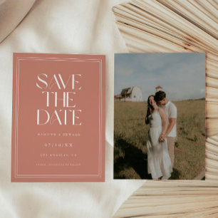 Save The Date Photo de couple de mariage moderne gras rose pouss