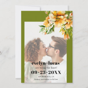 Save The Date Photo de fleurs orange jaune de rhododendron pour
