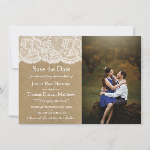 Save The Date Photo de la collection de Mariages Kraft & Lace