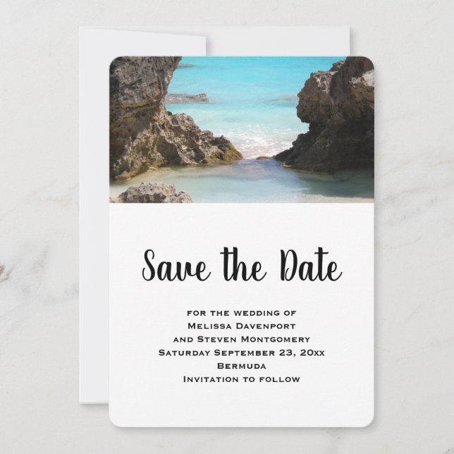 Save The Date Photo de la côte des Bermudes et mer tropicale (Devant)