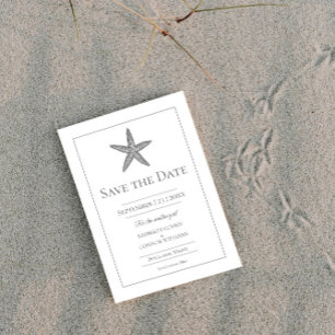 Save The Date Photo de l'étoile de mer monogramme blanc