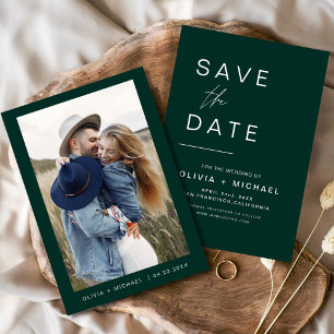 Save The Date Photo de mariage à la date de sauvegarde vert émer