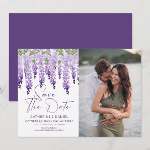Save The Date Photo de mariage à l'aquarelle avec Wisteria