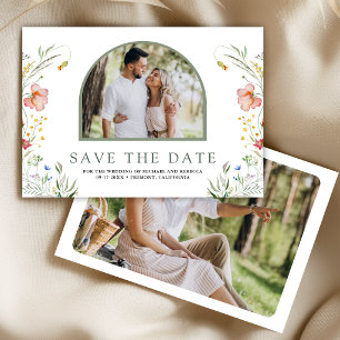 Save The Date Photo de mariage à l'arche de fleurs sauvages