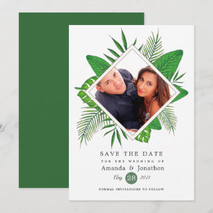 Save The Date Photo de mariage Aloha tropical à l'aquarelle