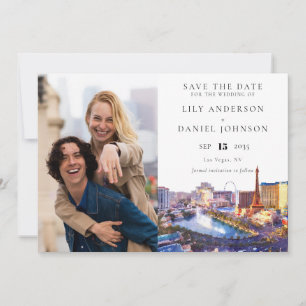 Save The Date Photo de mariage aquarelle sur la skyline de Las V