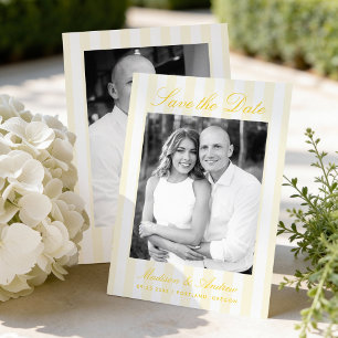 Save The Date Photo de mariage aux rayures jaunes classiques