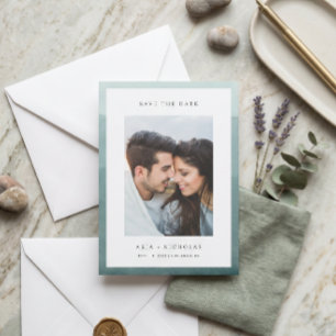 Save The Date Photo de mariage avec bordure aquarelle plongée
