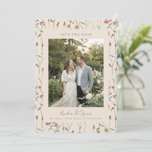 Save The Date Photo de mariage champêtre bohème avec fleurs sauv