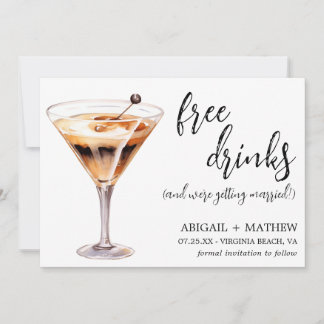 Save The Date Photo de mariage de cocktail Martini au chocolat d