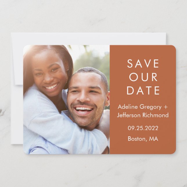 Save The Date Photo de mariage de couple moderne en TERRACOTTA (Devant)