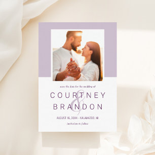 Save The Date Photo de mariage de monogramme violet lilas modern