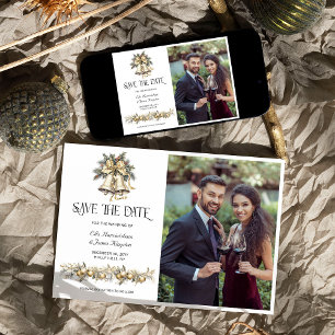 Save The Date Photo de mariage de Noël de Holly Bells