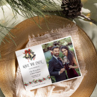 Photo de mariage d'hiver aux cloches de Noël