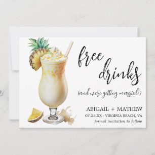 Save The Date Photo de mariage drôle de cocktail classique Pina 