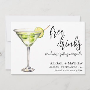 Save The Date Photo de mariage drôle de cocktail Martini classiq