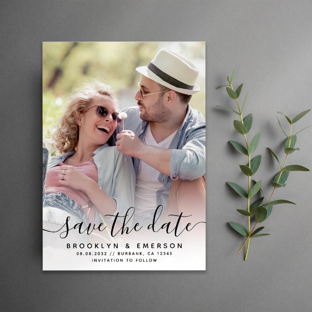 Save The Date Photo de mariage écriture calligraphique (Créateur téléchargé)