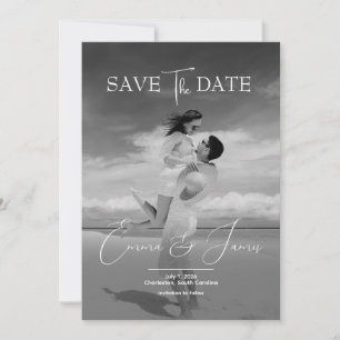 Save The Date Photo de mariage élégant en nuances de gris avec é