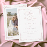 Photo de mariage élégant vintage baroque rose poud