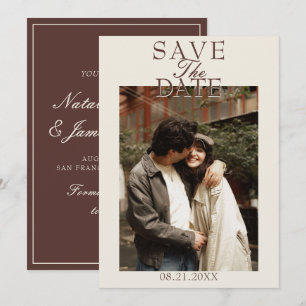 Save The Date Photo de mariage en chocolat marron élégant et anc